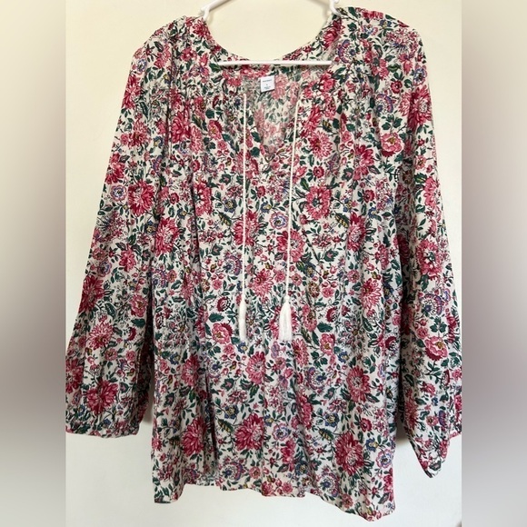 Old Navy large prarie/cottage core bohemian pop over floral blouse - Picture 1 of 10